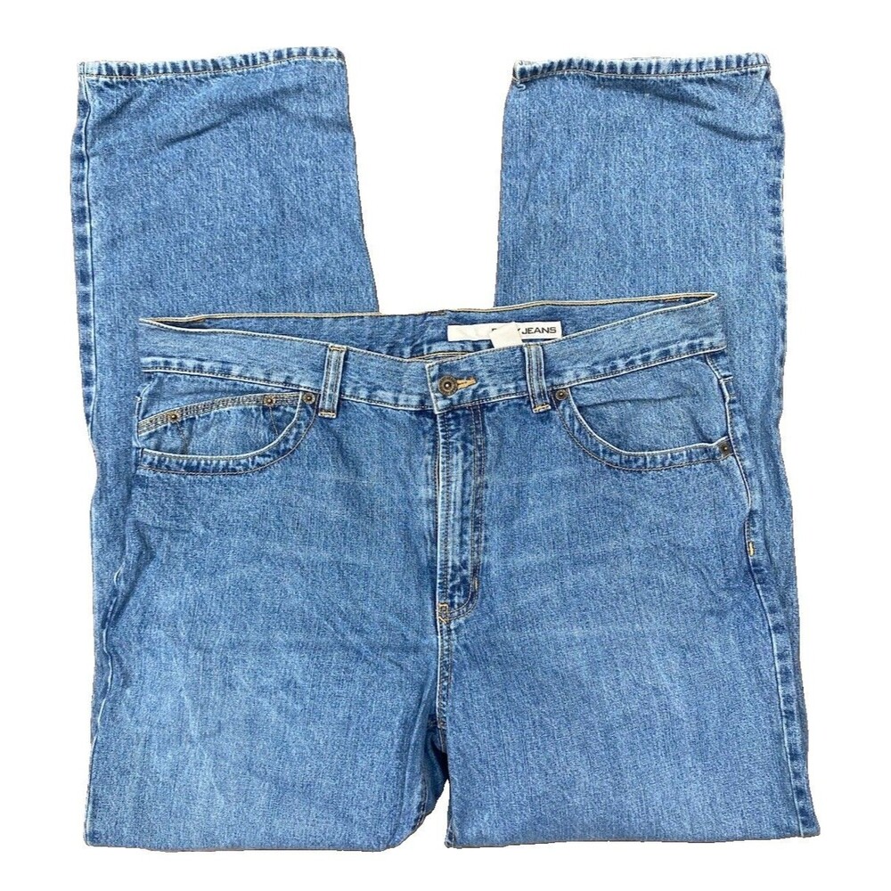 DKNY Men's 36 x 32 Straight Fit Denim 5-Pocket Jeans Light Wash 100% Cotton
